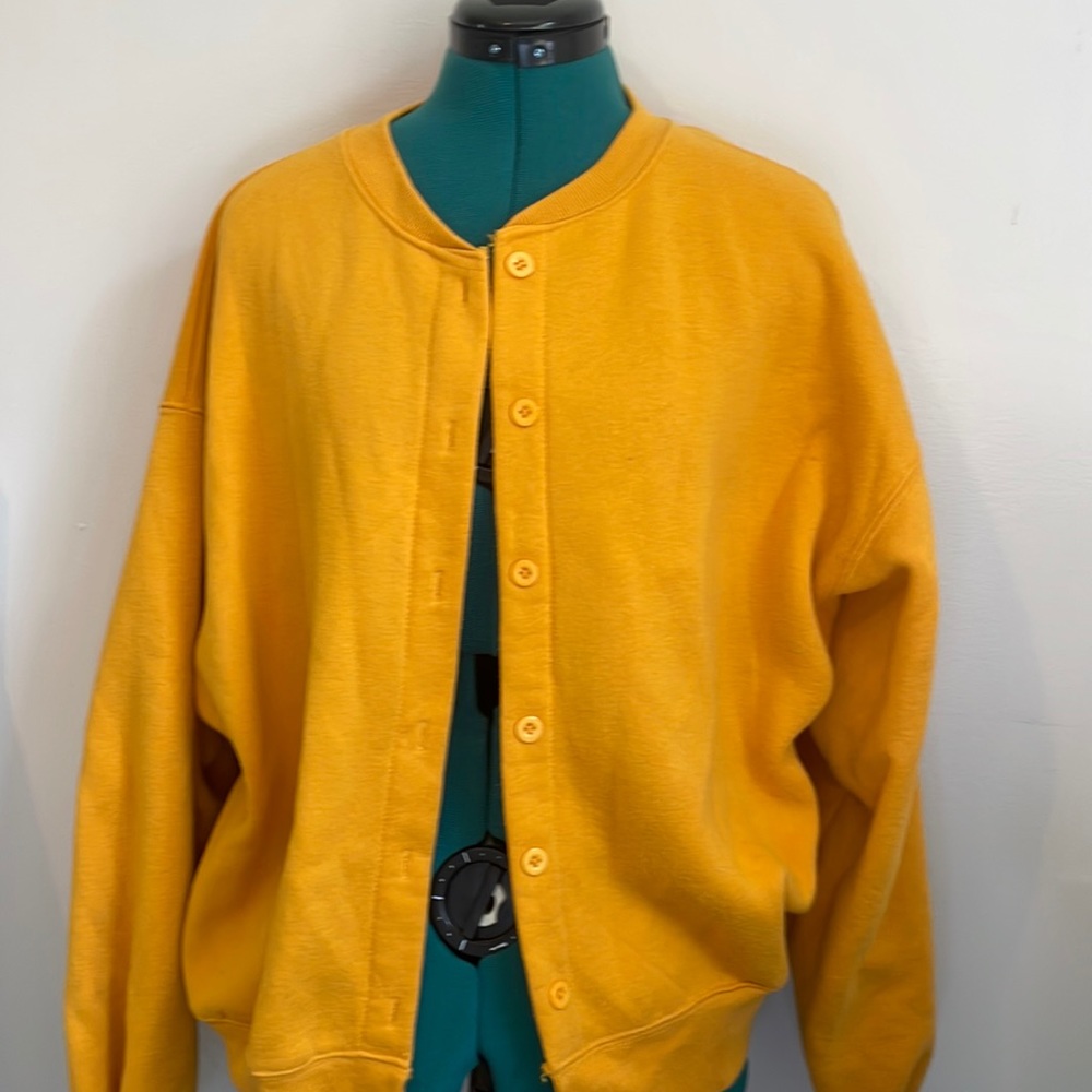 yellow button up cardigan